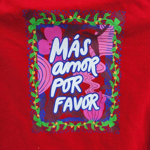 Latino Heritage Month Baby Bodysuit Mas Amor Por Favor Short Sleeve Red 3-6M - Picture 2 of 6